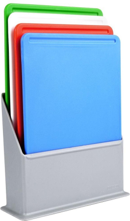 Tocatoare de bucatarie - Set 4 tocatoare cu suport  Excellent Houseware, plastic, 20x15 cm, multicolor