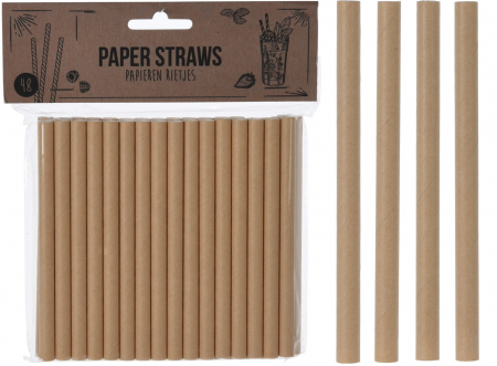 Accesorii Bauturi - Set 48 paie Excellent Houseware, hartie, 12 cm, maro
