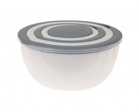 Boluri - Set 5 boluri Excellent Houseware, polipropilena, 0.4/0.8/1.5/2.5/4.4 l, alb/gri