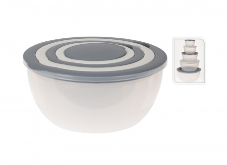 Set 5 boluri Excellent Houseware, polipropilena, 0.4/0.8/1.5/2.5/4.4 l, alb/gri [1]
