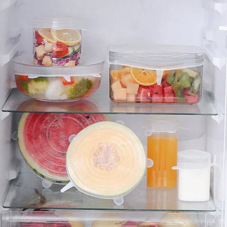 Set of 5 reusable lids Excellent Houseware, silicone, transparent [3]