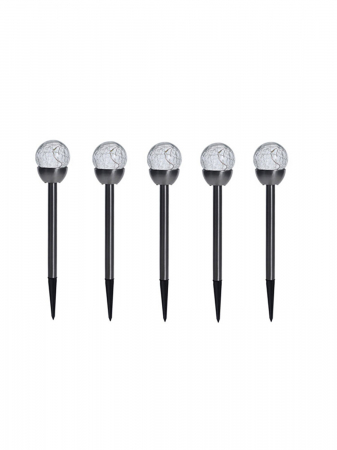 Corpuri iluminat exterior - Set 5 lampi iluminat solar ProGarden, otel inoxidabil/sticla, 36x6 cm, argintiu/negru