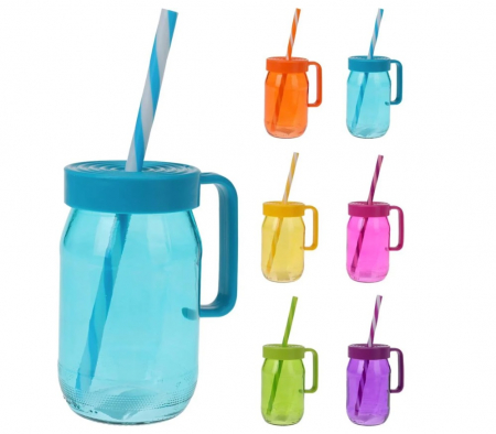 Cani - Set 6 cani pentru limonada Koopman, sticla , 7x12 cm, 370 ml, multicolor