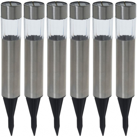 Set 6 lampi iluminat solar ProGarden, otel inoxidabil/sticla, 33x4.5 cm, argintiu [0]
