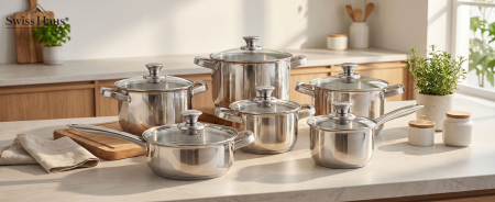 Set 6 oale cu capac Swiss Haus-Montreaux, otel inoxidabil, 16/18/20/24 cm, argintiu [17]