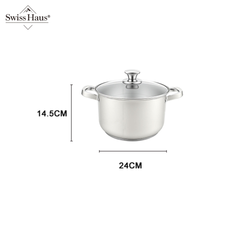 Set 6 oale cu capac Swiss Haus-Montreaux, otel inoxidabil, 16/18/20/24 cm, argintiu [12]
