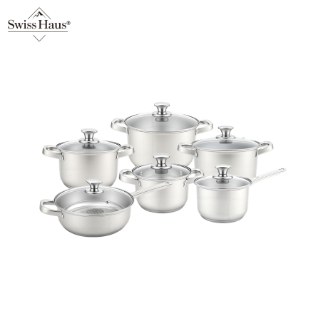 Set 6 oale cu capac Swiss Haus-Montreaux, otel inoxidabil, 16/18/20/24 cm, argintiu [14]