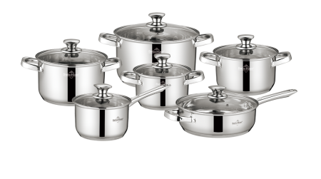 Set 6 oale cu capac Swiss Haus-Montreaux, otel inoxidabil, 16/18/20/24 cm, argintiu [16]