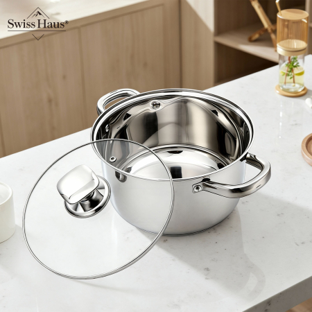Set 6 oale cu capac Swiss Haus-Montreaux, otel inoxidabil, 16/18/20/24 cm, argintiu [3]