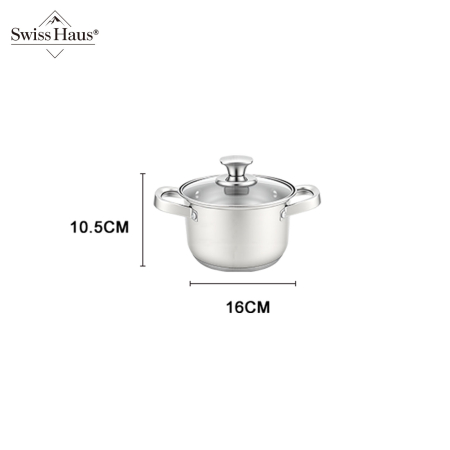 Set 6 oale cu capac Swiss Haus-Montreaux, otel inoxidabil, 16/18/20/24 cm, argintiu [8]