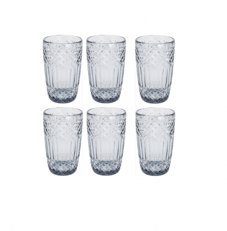 Pahare - Set 6 pahare Excellent Houseware, sticla, 8x13 cm, 380 ml, transparent/negru