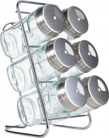 Set 6 recipiente depozitare contimente Zeller, sticla/otel inoxidabil, 18x9.3x15 cm, transparent [0]