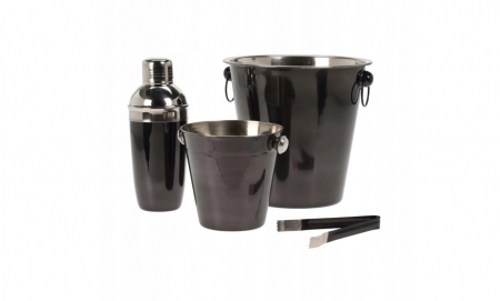 Frapiere - Set accesorii bar Koopman-Excellent Houseware, otel inoxidabil, negru lucios