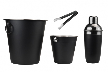 Frapiere - Set accesorii bar Excellent Houseware, otel inoxidabil, negru mat