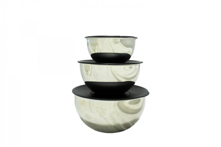 Boluri - Set boluri 9 piese OMS-Mixing and Storage, otel inoxidabil 18/10, 16/20/24 cm, argintiu/negru