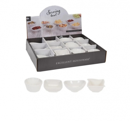 Kitchen - Excellent Houseware salad/sauce/snacks serving bowl set, porcelain, white