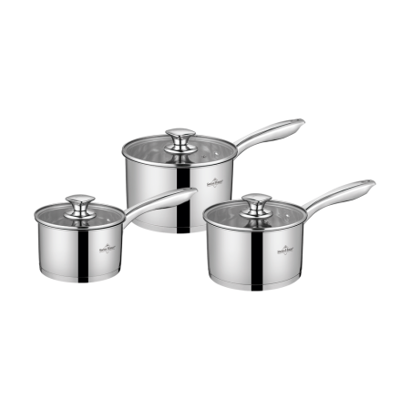 Vase pentru gatit - Set cratite 6 piese Swiss Haus-Engelberg, otel inoxidabil, 16/18/20 cm, argintiu