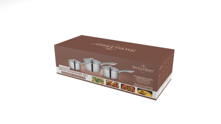 Set cratite 6 piese Swiss Haus-Engelberg, otel inoxidabil, 16/18/20 cm, argintiu [16]