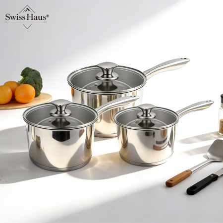 Set cratite 6 piese Swiss Haus-Engelberg, otel inoxidabil, 16/18/20 cm, argintiu [1]