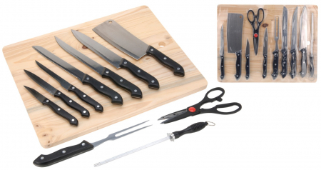Set cutite cu tocator Excellent Houseware, otel inoxidabil/polipropilena, negru/argintiu [1]