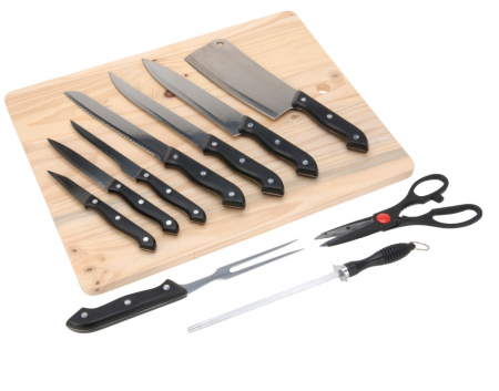 Seturi cutite - Set cutite cu tocator Excellent Houseware, otel inoxidabil/polipropilena, negru/argintiu