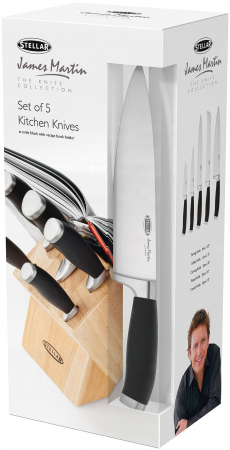 Stellar-James Martin knife set, stainless steel/wood, 34x11x31 cm, Brown/silver/black [2]
