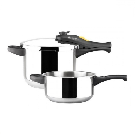 Set of two Magefesa-Style pressure cookers, stainless steel, 3/6 liters, silver/black [1]