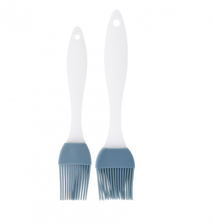 Ustensile pentru gatit - Set doua perii patiserie Excellent Houseware, silicon/plastic, 17.5/19.5 cm, alb/albastru
