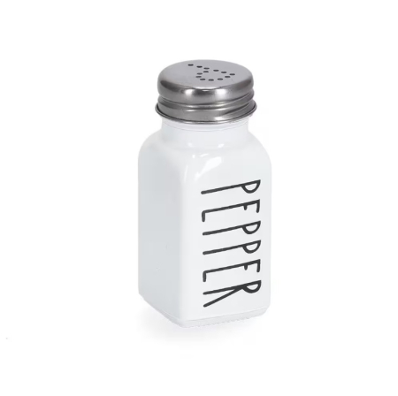 Set doua recipiente sare si piper Zeller, sticla/metal, 4x9 cm, 80 ml, alb/negru [1]