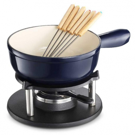 Articole pentru servire - Set fondue Carl Schmidt Sohn-Alpen, fonta emailata, 21x8 cm, albastru