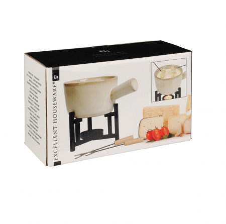 Set fondue Excellent Houseware, portelan, 17.6x11.9x7.5 cm, alb/negru [1]