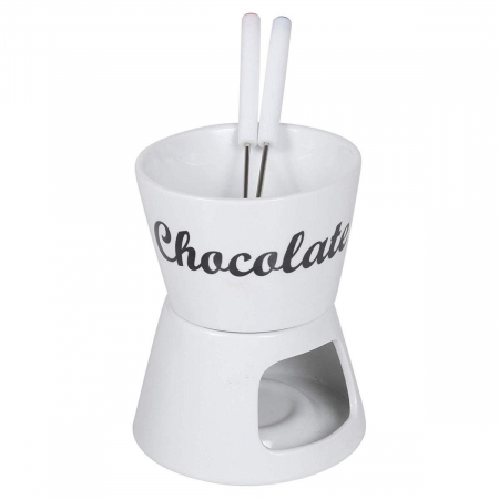 Seturi Fondue - Set fondue pentru ciocolata Excellent Houseware, portelan, 12.5x15.5 cm, alb