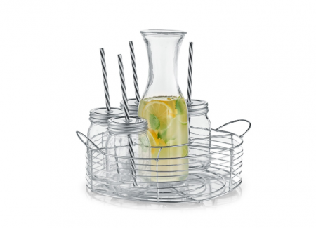 Set limonada 8 piese Zeller, sticla/metal, transparent/argintiu [1]