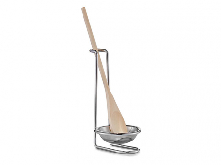 Seturi ustensile bucatarie - Set lingura de gatit cu suport Zeller, metal/lemn, 10x17.5 cm, argintiu/maro