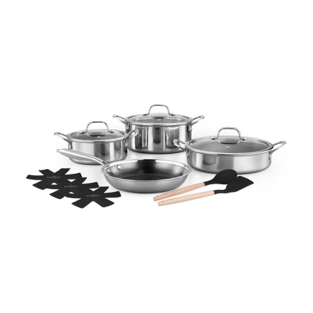 Vase pentru gatit - Set oale 12 piese Swiss Haus-Zermatt, otel inoxidabil cu 3 straturi, 20/24/28 cm, argintiu