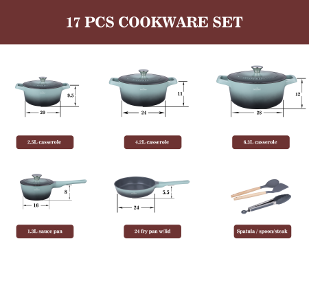 Set oale 17 piese Swiss Haus-Geneva, aluminiu, 16/20/24/28 cm, negru [12]