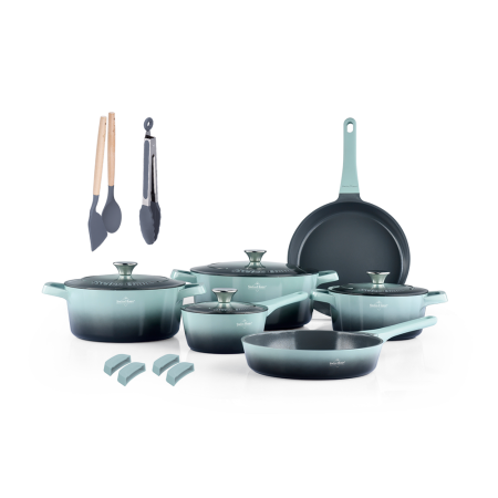 Vase pentru gatit - Set oale 17 piese Swiss Haus-Geneva, aluminiu, 16/20/24/28 cm, negru