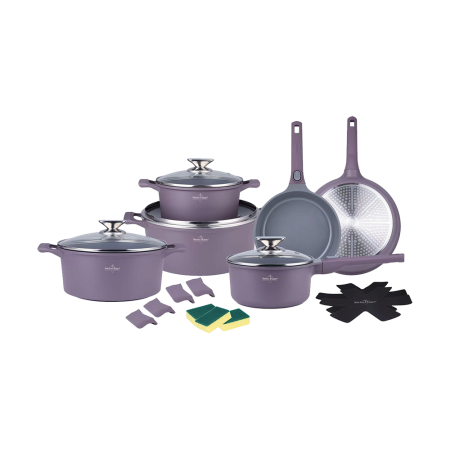 Vase pentru gatit - Set oale 19 piese Swiss Haus-Geneva, aluminiu, 18/20/24/28 cm, taupe