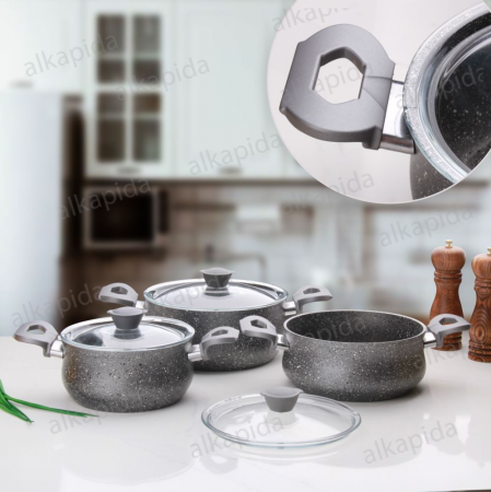 Set oale 6 piese OMS, aluminiu/granit, gri [1]