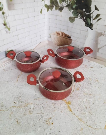 OMS 6-piece pot set, aluminum/granite, red [4]
