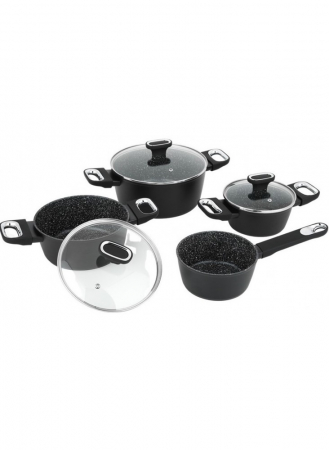 Cookware - 7-piece pot set Carl Schmidt Sohn-Marburg+, aluminum, 16/20/24 cm, black