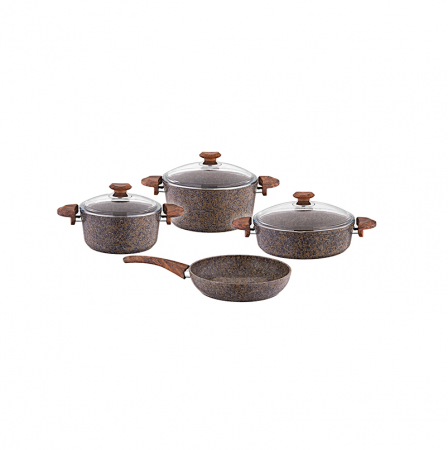 Set oale 7 piese OMS-Cookstone, aluminiu/granit, maro [0]
