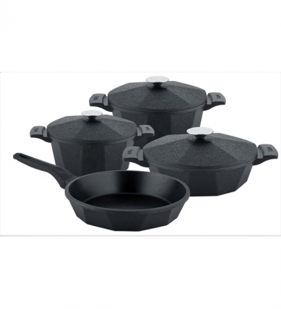Cookware - 7-piece OMS-Dodeca pot set, aluminum, black