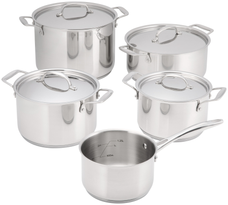 Seturi oale - Set oale 9 piese Judge Essentials, otel inoxidabil 18/10, 16/18/20/24 cm, argintiu