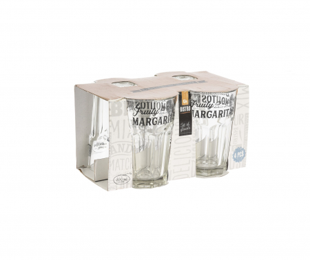Set patru pahare Excellent Houseware, sticla, 8x12 cm, 360 ml, transparent/negru [1]