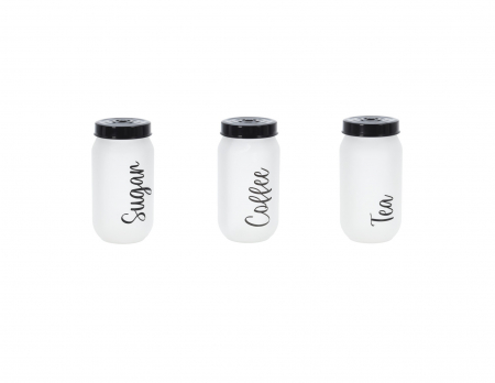Recipiente si borcane - Set recipiente depozitare cafea/zahar/ceai Excellent Houseware, sticla/polipropilena, 9x19 cm, 1 l , transparent/negru