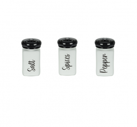 Depozitare alimente - Set recipiente depozitare sare/piper/condimente Excellent Houseware, sticla/polipropilena, 5x5x10 cm, transparent/negru