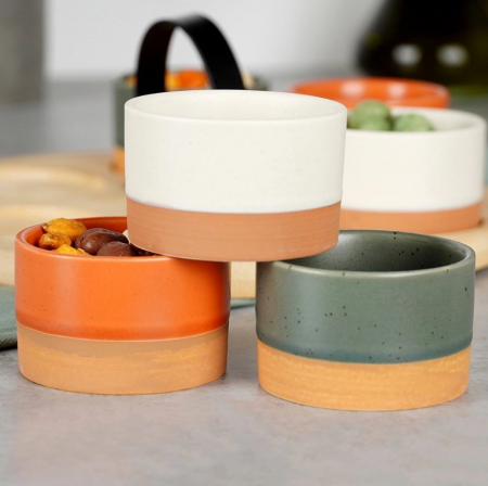 Set servire 7 piese Excellent Houseware, ceramica/bambus, 24x12 cm, multicolor [5]