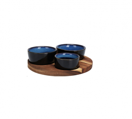 Excellent Houseware tapas serving set, bamboo/ceramic, 20x1.2 cm, blue [0]