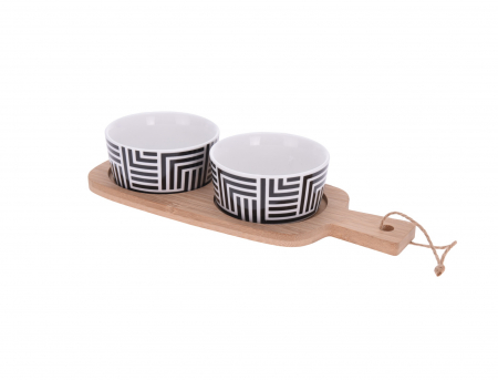 Seturi servire tapas - Set servire tapas Excellent Houseware, bambus/portelan, 25x10x1 cm, multicolor